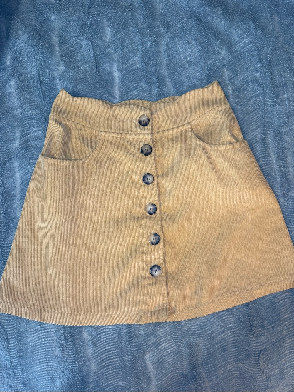 Iz Byer Tan Corduroy Button-Front Skirt